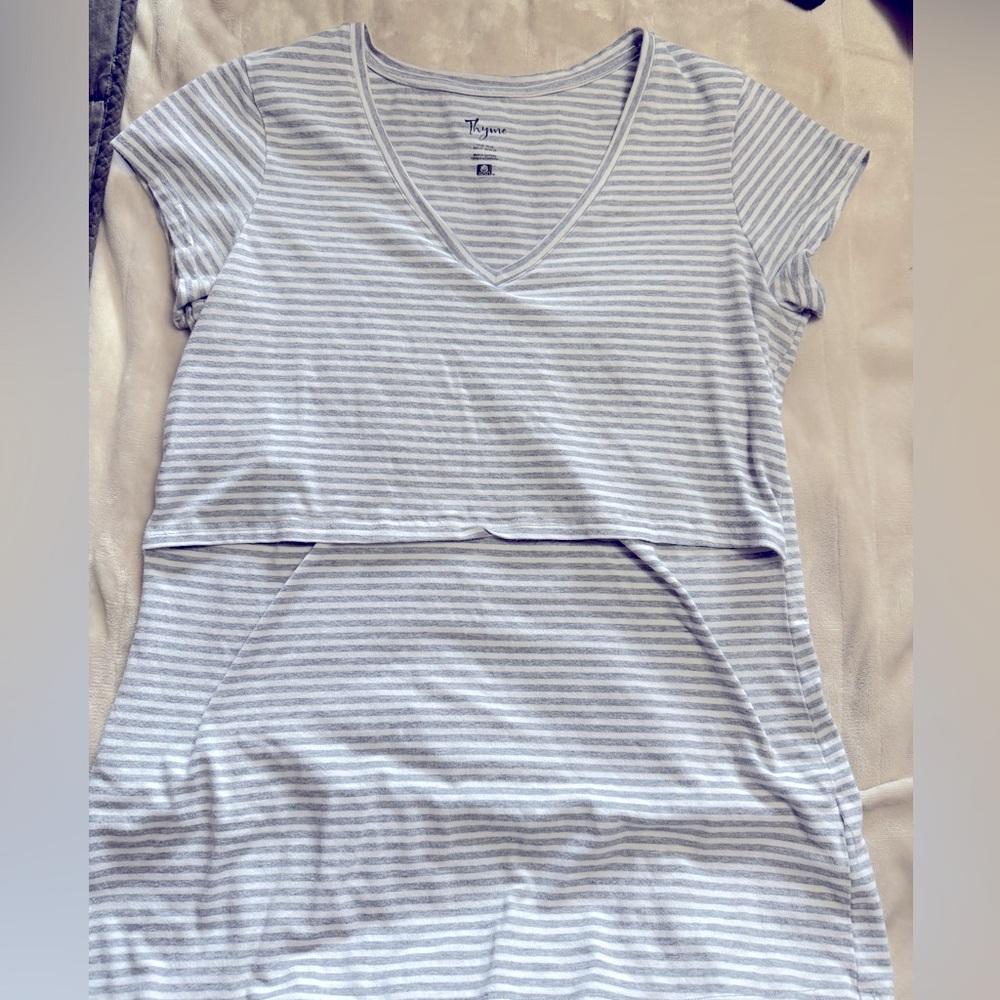 Grey Striped nursing Top